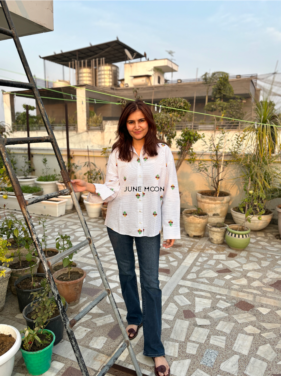 Dainty Drops - Loose Fit Embroidered Shirt