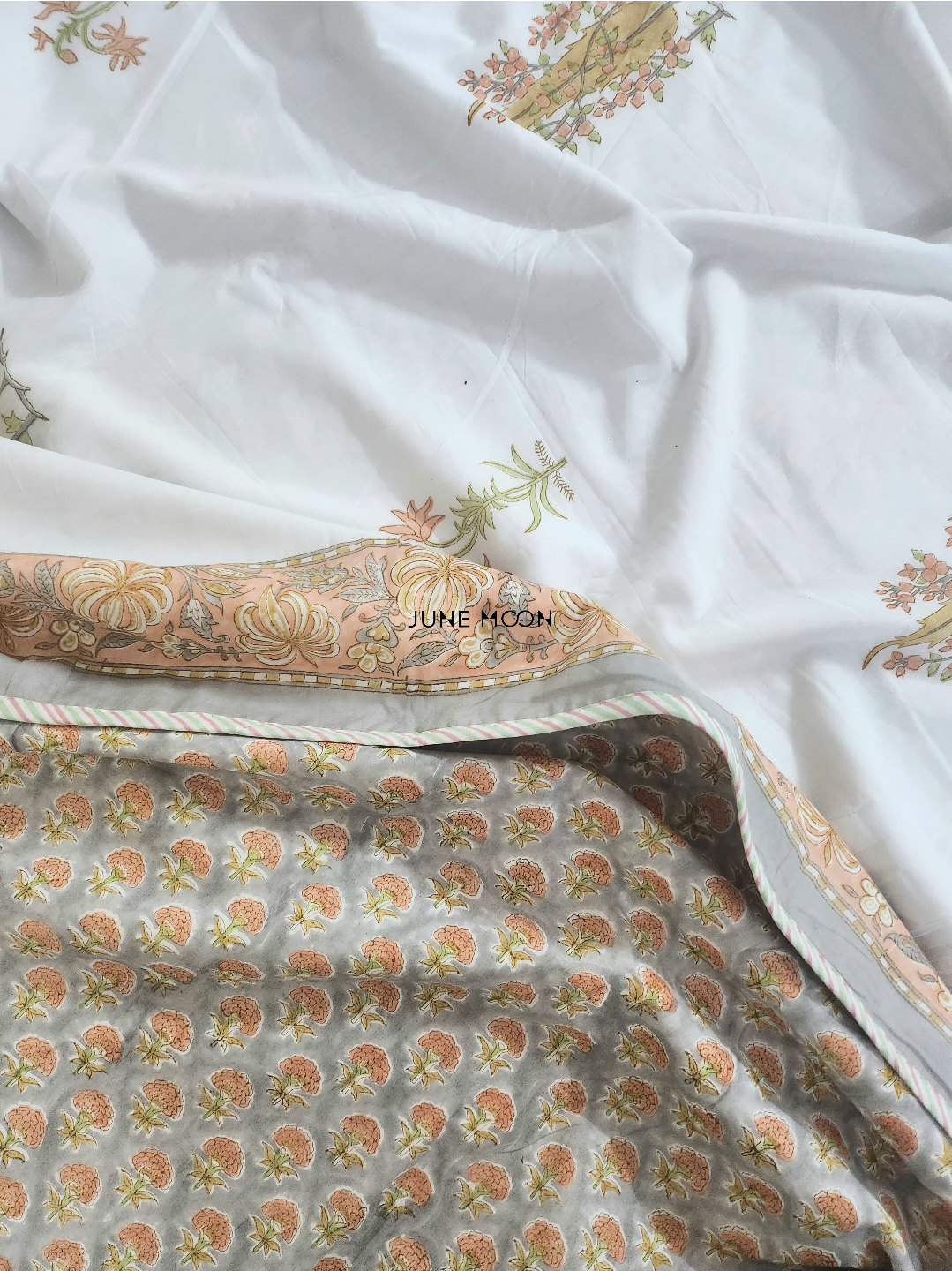 Mandarin Garden - Block Printed Muslin Dohar