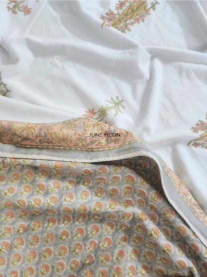 Mandarin Garden - Block Printed Muslin Dohar