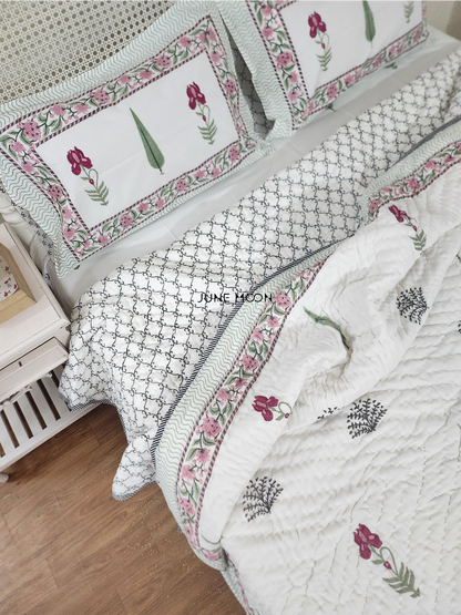 Hued Petals - Set of 2 Single Quilts
