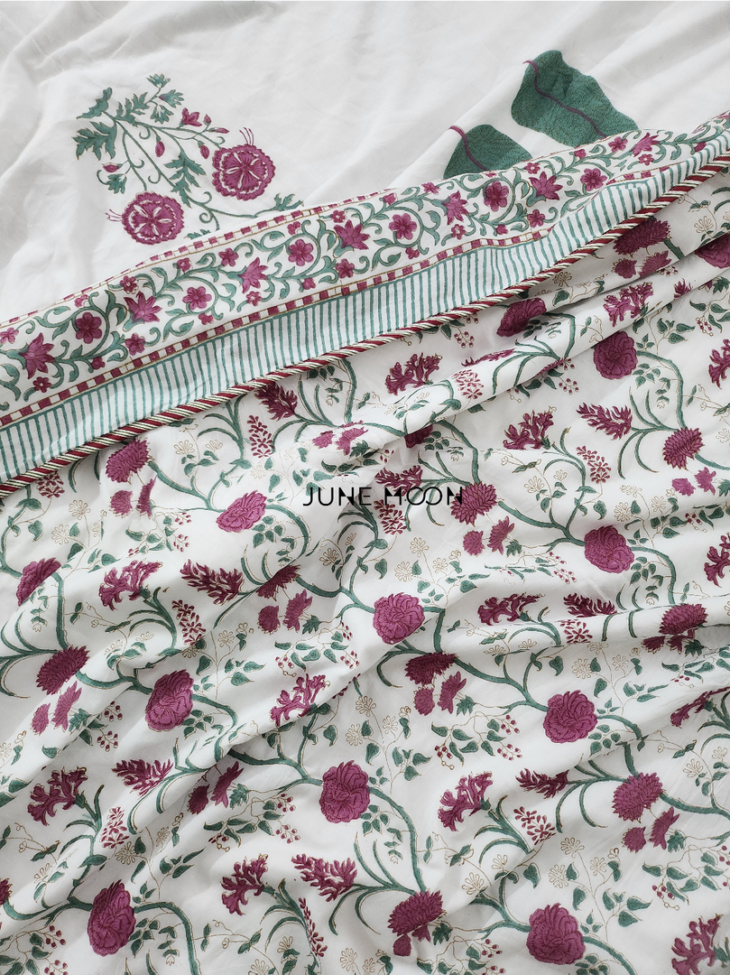 Rose Blush - Block Printed Muslin Dohar