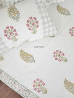 Load image into Gallery viewer, Gulmohar - Block Printed Bedsheet Set (Cream Base)