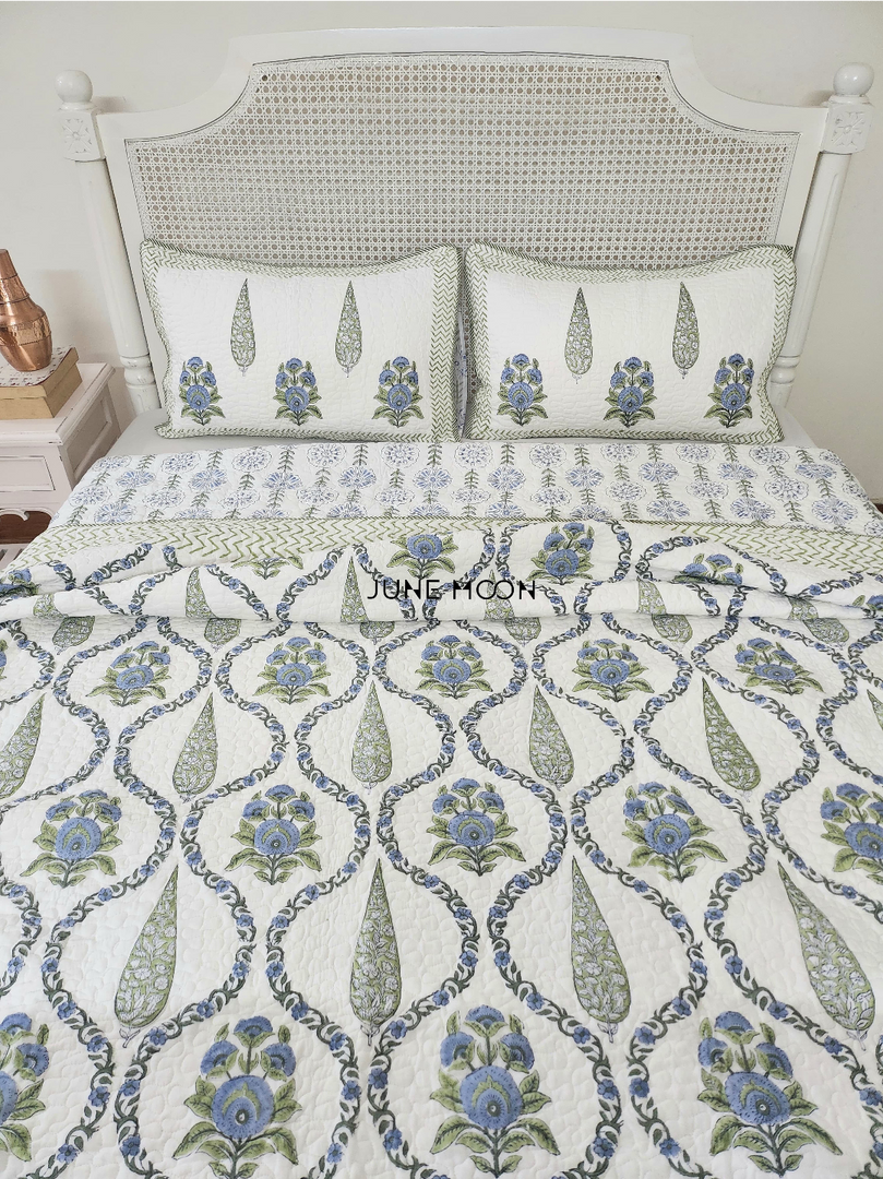 Cool Cascades - Quilted Bedcover Set