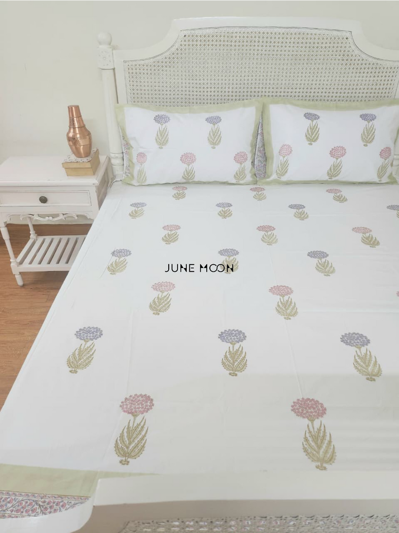 Cosmos - Block Printed Bedsheet Set