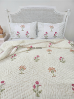 Load image into Gallery viewer, Gulnoor - Set of Quilt &amp; Bedsheet (Quilt - Cream Base)
