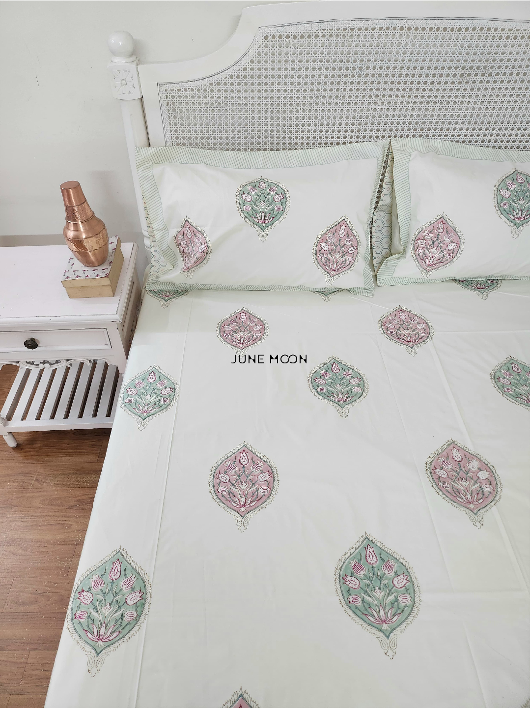 Sweet Grace - Block Printed Bedsheet Set (Cream Base)