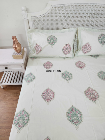 Sweet Grace - Block Printed Bedsheet Set (Cream Base)