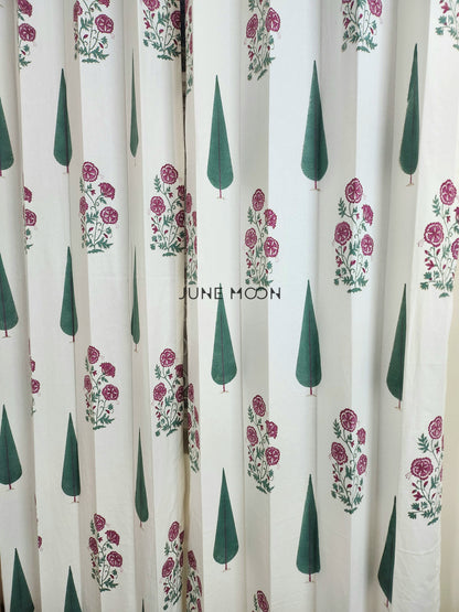 Rose Blush - Block Printed Curtains
