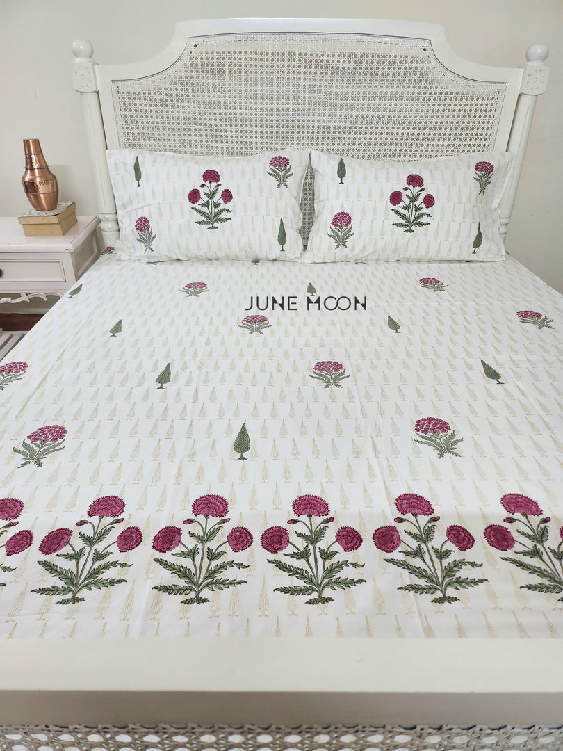 Zehnaseeb - Block Printed Bedsheet Set