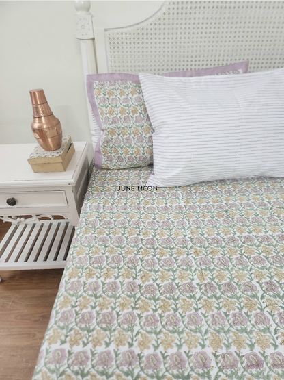 Lavendelle - Block Printed Bedsheet Set