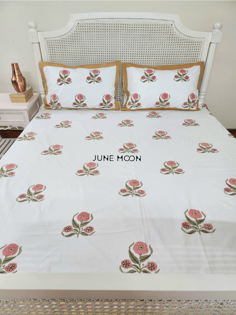 Dainty Whispers - Block Printed Bedsheet Set
