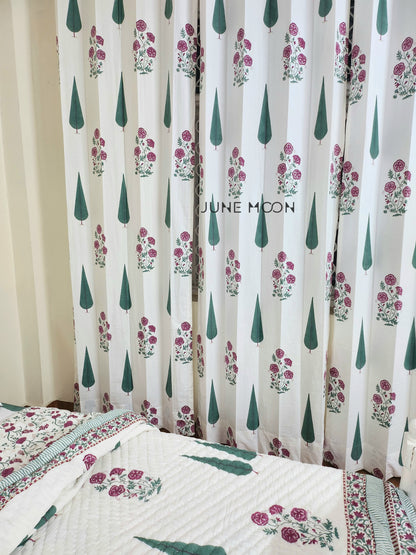 Rose Blush - Block Printed Curtains