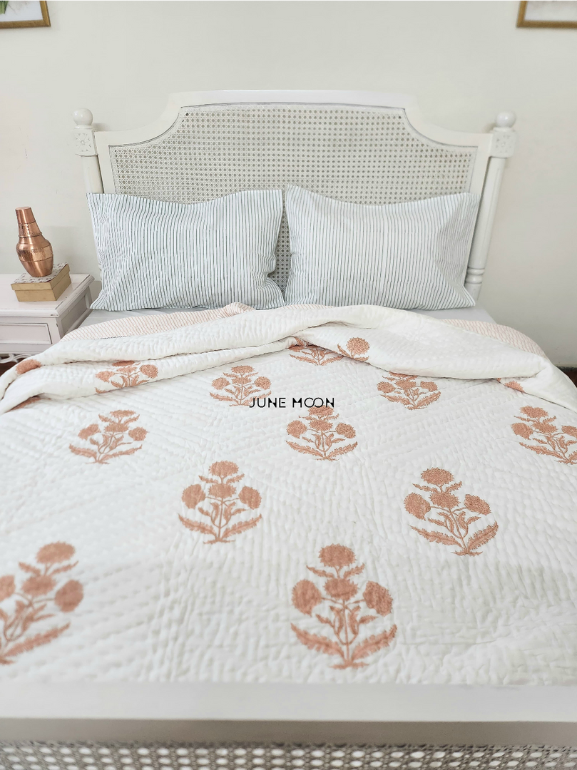 Garden To Earth - Block Printed Muslin Quilt