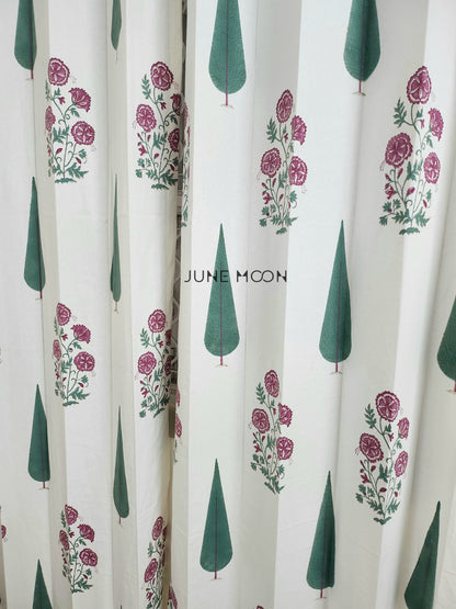 Rose Blush - Block Printed Curtains