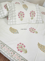 Load image into Gallery viewer, Gulmohar - Block Printed Bedsheet Set (Cream Base)