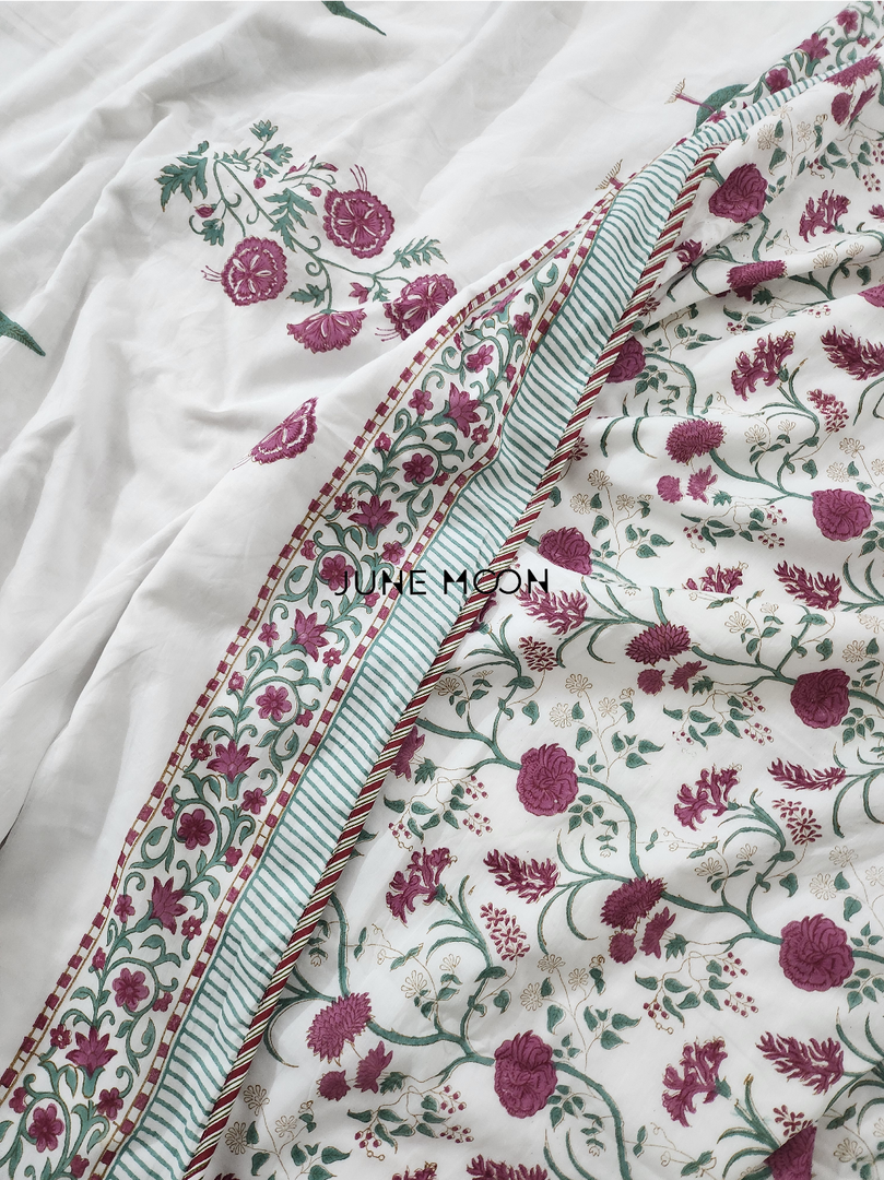 Rose Blush - Block Printed Muslin Dohar