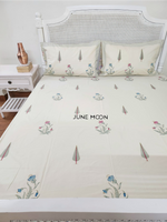 Load image into Gallery viewer, Forget Me Not - Block Printed Bedsheet Set (Cream Base)
