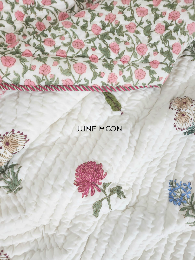Summer Rose - Block Printed Muslin Quilt
