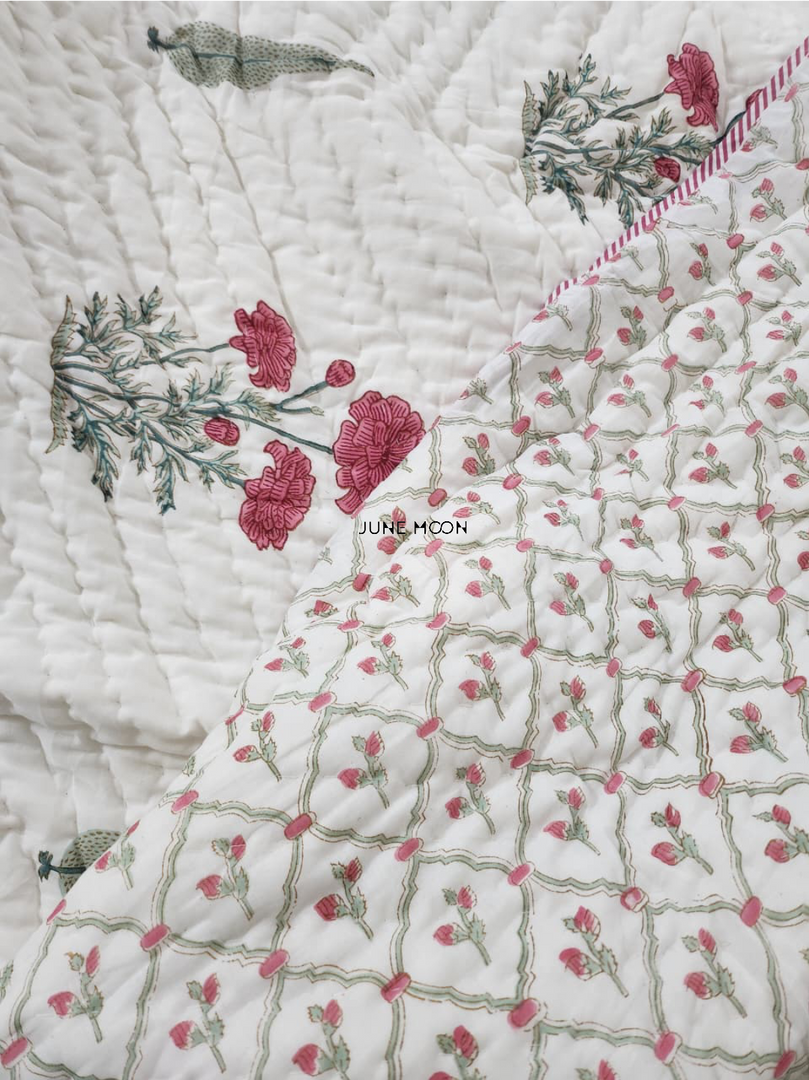 Scarlet - Block Printed Muslin Quilt