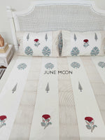 Load image into Gallery viewer, Mint To Be - Block Printed Bedsheet Set (Cream Base)
