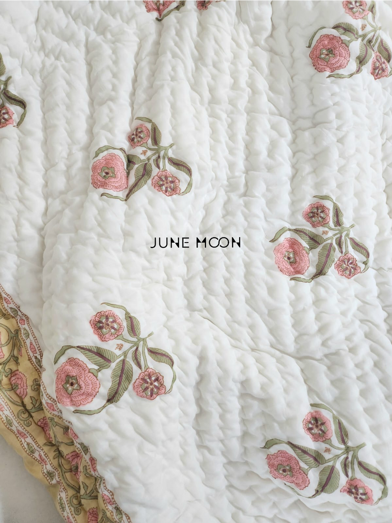 Dainty Whispers - Block Printed Muslin Quilt