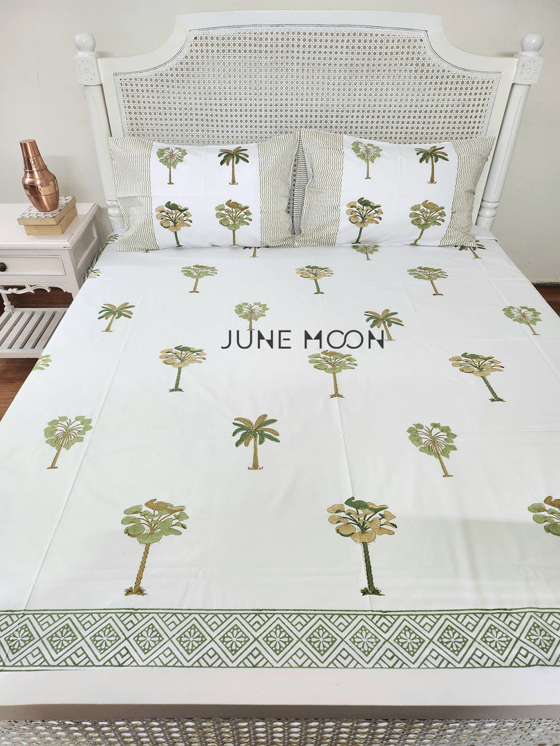 Sultry Greens - Block Printed Bedsheet Set