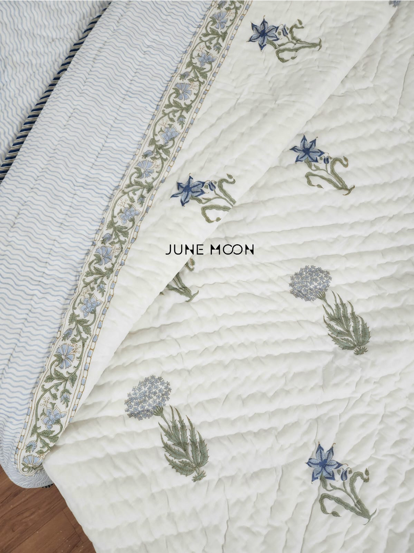 In The Sky - Block Printed Muslin Quilt