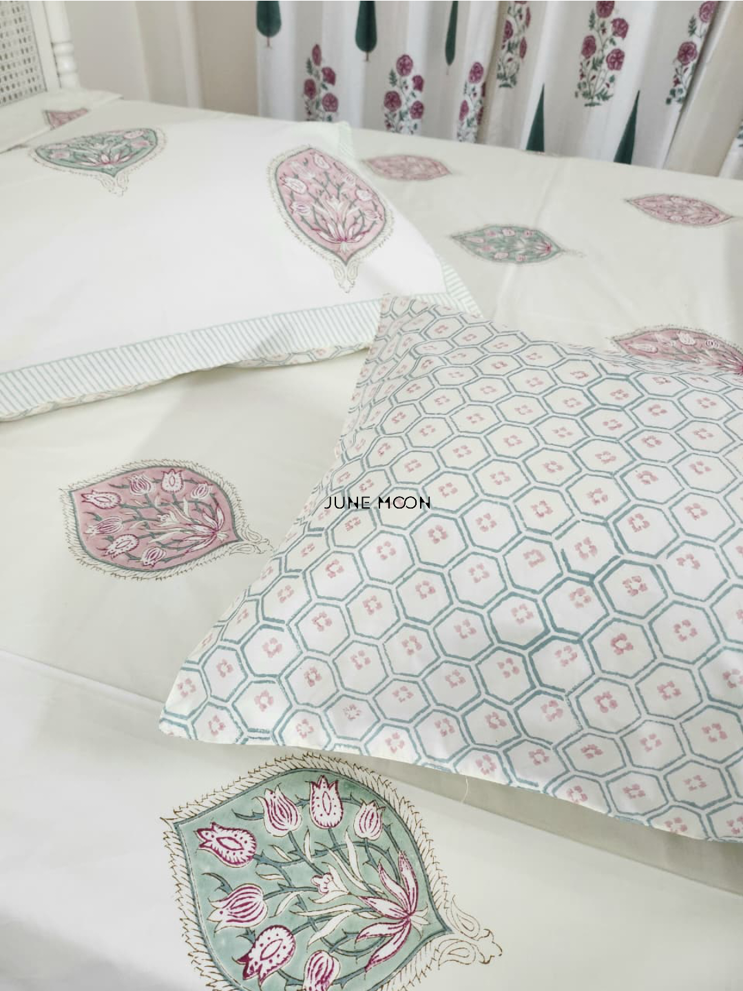 Sweet Grace - Block Printed Bedsheet Set (Cream Base)