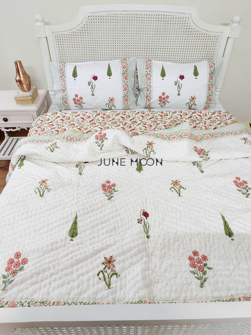 Summer Rouge - Block Printed Muslin Quilt