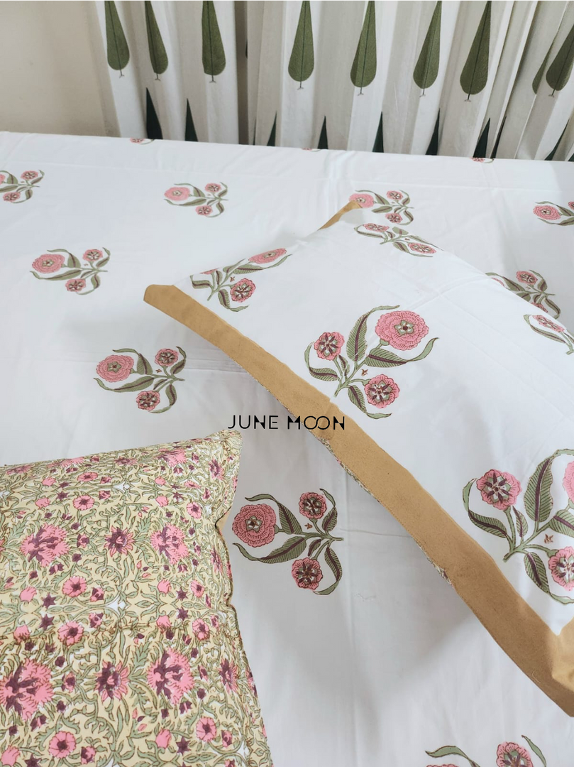 Dainty Whispers - Block Printed Bedsheet Set