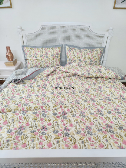 Lavendelle - Set of 2 Single Quilts (Cream Base)