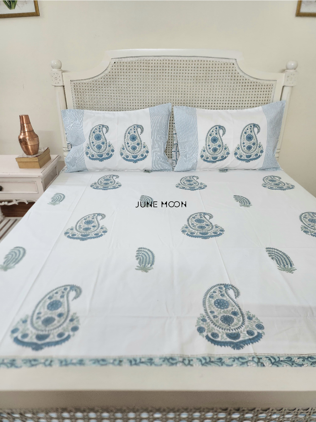 Midnight In Milan - Block Printed Bedsheet Set