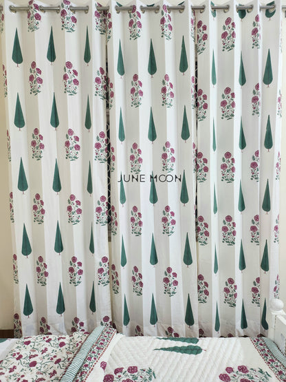 Rose Blush - Block Printed Curtains