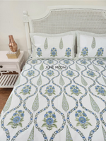 Load image into Gallery viewer, Cool Cascades - Block Printed Bedsheet Set