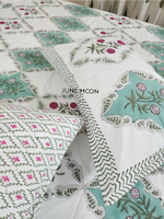 Load image into Gallery viewer, Mint To Be - Block Printed Bedsheet Set
