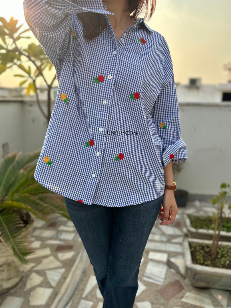 Dainty Drops - Loose Fit Embroidered Shirt