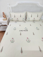 Load image into Gallery viewer, Forget Me Not - Block Printed Bedsheet Set (Cream Base)
