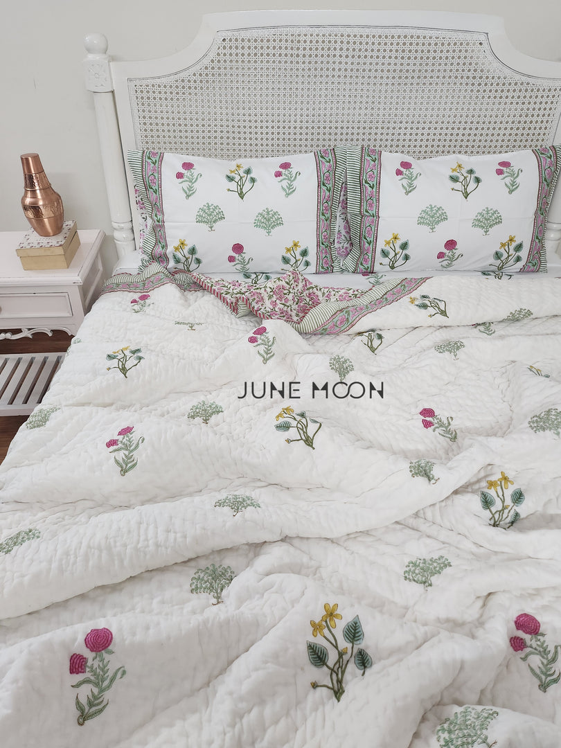 Princess Petals - Block Printed Muslin Quilt