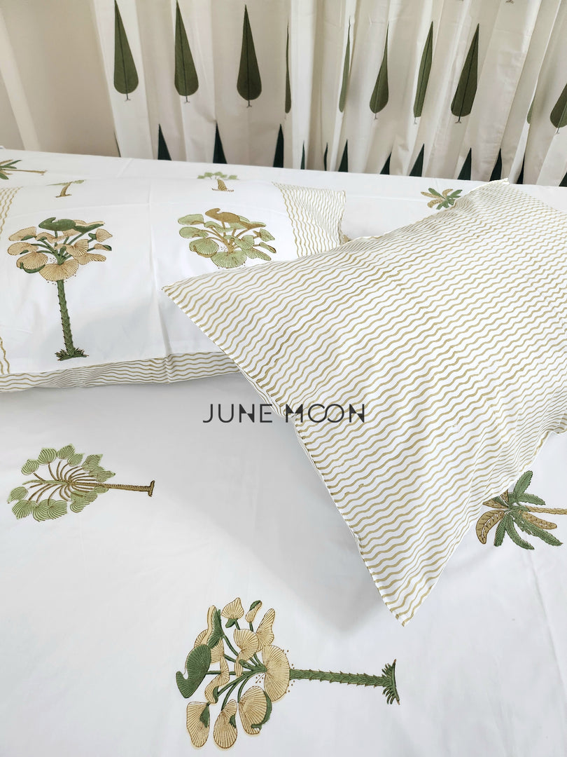 Sultry Greens - Block Printed Bedsheet Set