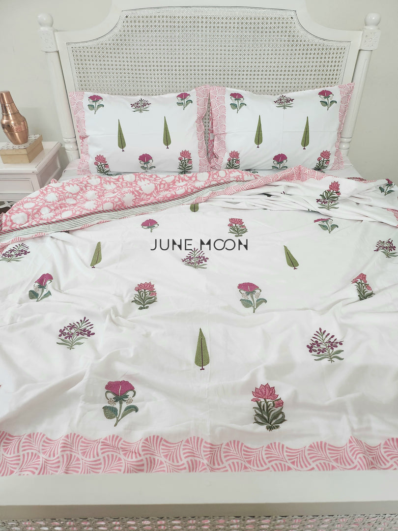 French Garden - Block Printed Muslin Dohar
