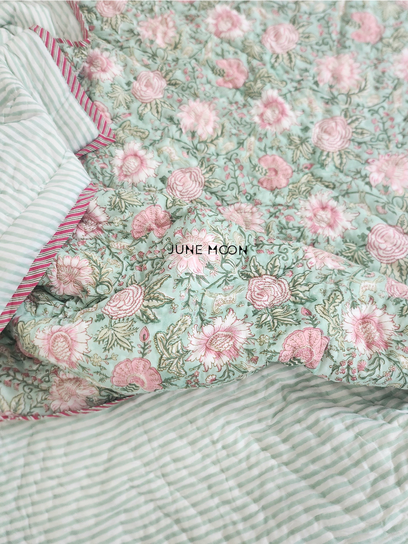 Sagewood - Block Printed Muslin Quilt
