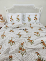 Load image into Gallery viewer, Warm Roses - Block Printed Muslin Quilt
