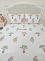 Load image into Gallery viewer, Cosy Coral - Block Printed Bedsheet Set
