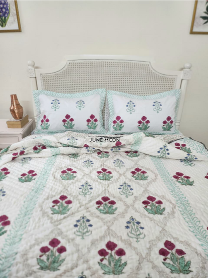 Roseate - Block Printed Muslin Quilt