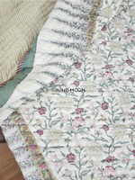Load image into Gallery viewer, Lilac &amp; Leaves - Block Printed Muslin Quilt
