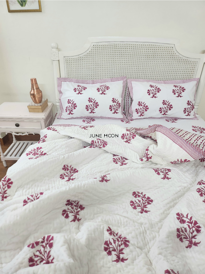 Berry Beautiful - Block Printed Muslin Quilt