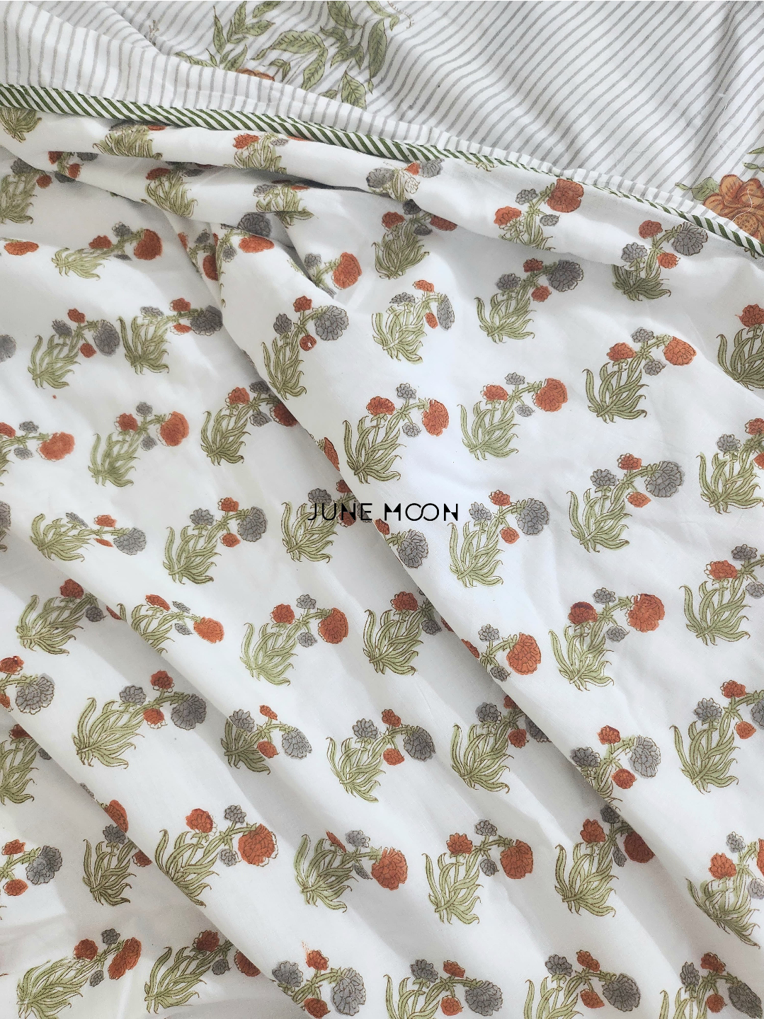 Warm Roses - Block Printed Muslin Dohar