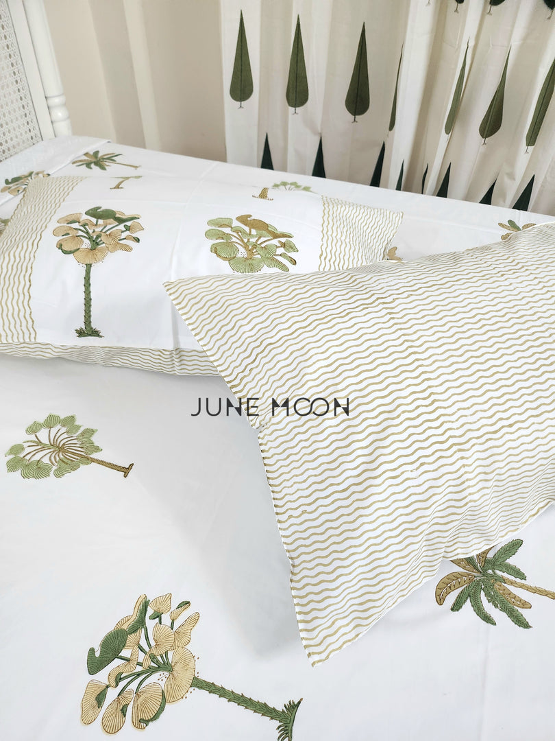 Sultry Greens - Block Printed Bedsheet Set