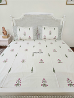 Load image into Gallery viewer, Afsaana - Block Printed Bedsheet Set (Cream Base)