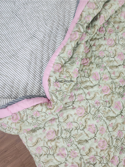 Orchid - Block Printed Muslin Quilt